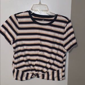 Striped hollister cropped tshirt